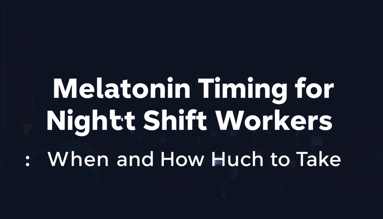 Melatonin Timing for Night Shift Workers: When and How Much to Take